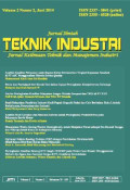 Jurnal Ilmiah Teknik Industri: Jurnal Keilmuan Teknik dan Manajemen Industri Volume 2 No.2 Juni 2014