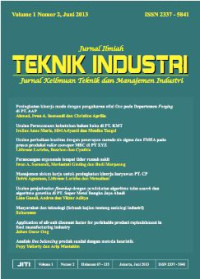 Jurnal Ilmiah Teknik Industri: Jurnal Keilmuan Teknik dan Manajemen Industri Volume 1 No.1 Februari 2013